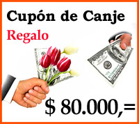 CUPON DE CANJE REGALO POR $ 80.000.=
Este sistema le permite enviar de Regalo un Prepago a quien usted desee PARA SER CANJEADO EN NUESTRAS TIENDAS
Av. Providencia 2237 Locales 021 y 022 Tel. 2341793  o 2326052, Santiago de Chile
 
IMPORTANTE: Por favor pida a la destinataria de este regalo cupn de canje, que avise la fecha y horario en que se acercar a nuestra tienda a canjear y que se presente con la debida identificacin.
 
PRODUCTOS DISPONIBLES: 
Arreglos florales naturales y secos
Ordenes florales para terceros destinatarios
Centros de mesa y arreglos florales artificiales
Plantas segn disponibilidad
Esponja floral
Papel de arroz
Rafia
Hojas de Ltex decorativas
Floreros y bases diversas
Flores Secas y 
Flores frescas
Peluches y bombones
Bonsis
Inciensos
Maceteros
Pilas de agua pequeas
Artículos decorativos
Globos
Potpurrí
Etc.
Consulte por otros productos disponibles